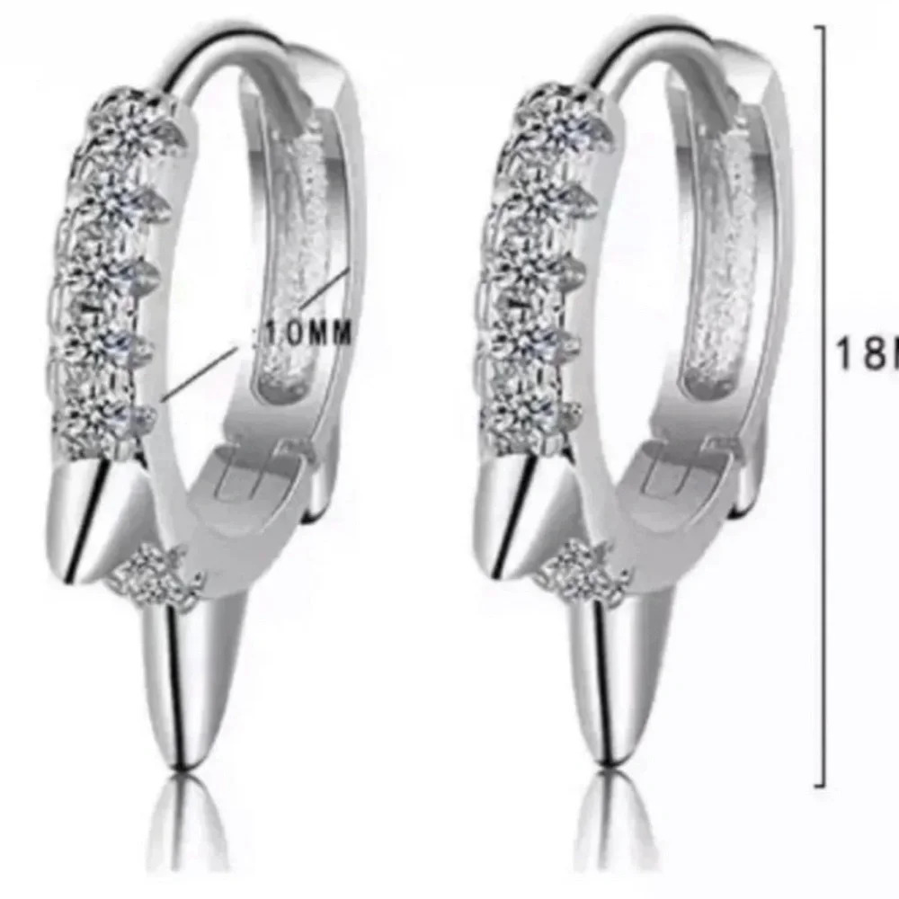 COPY - Sterling Silver Spike Crystal Huggie Hoop Earrings - Picture 5 of 5